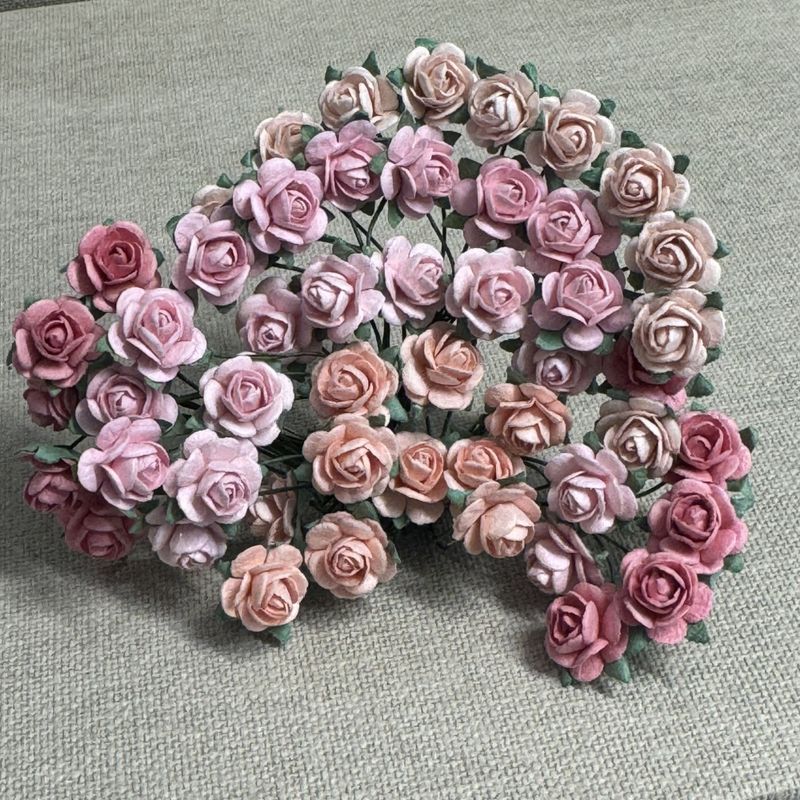 Papirdesign - Roser - Vintage rosa miks - 1,2cm