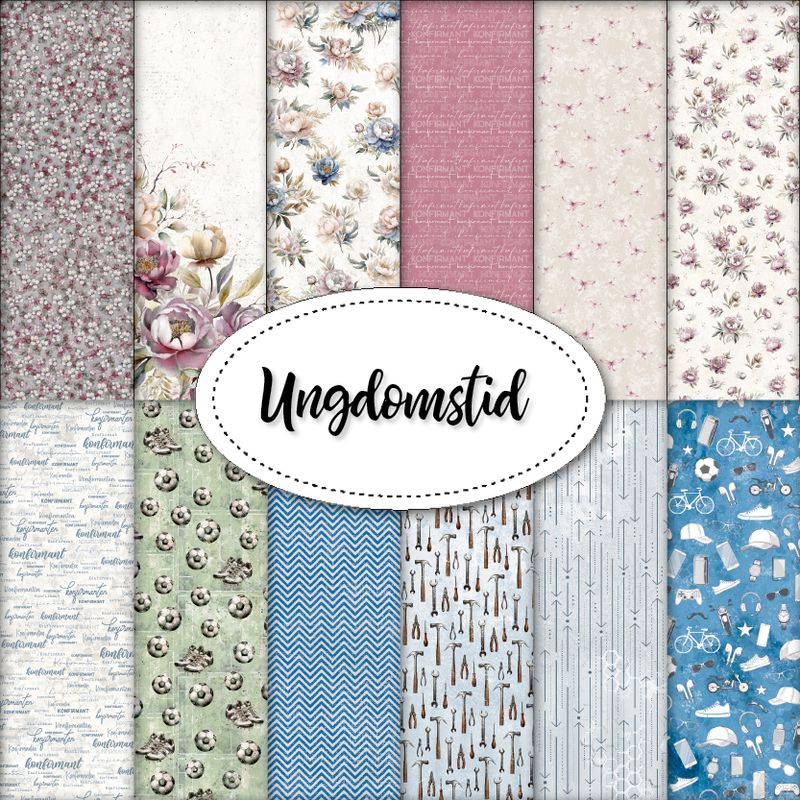 Papirdesign - Ungdomstid - Hele kolleksjonen 12 ark