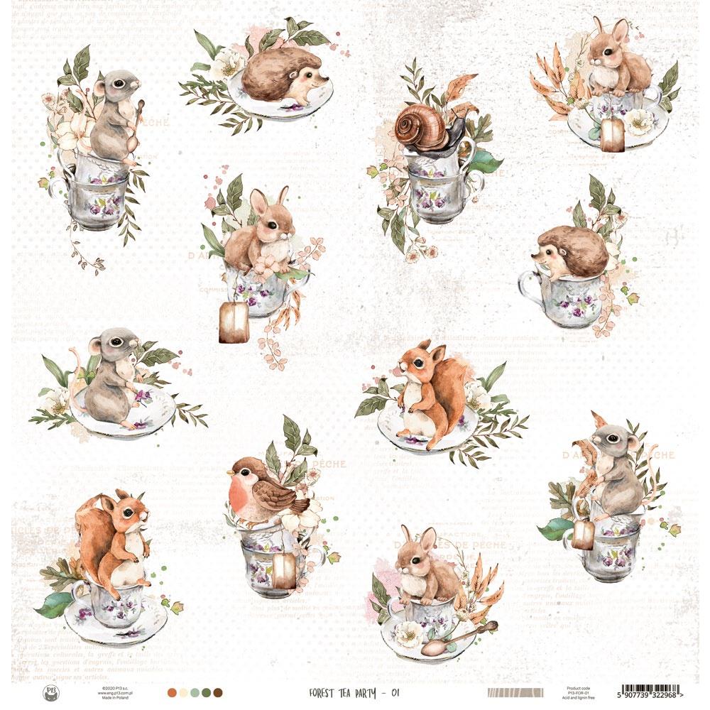 P13 - Forest tea party - #01 - 12 x 12"