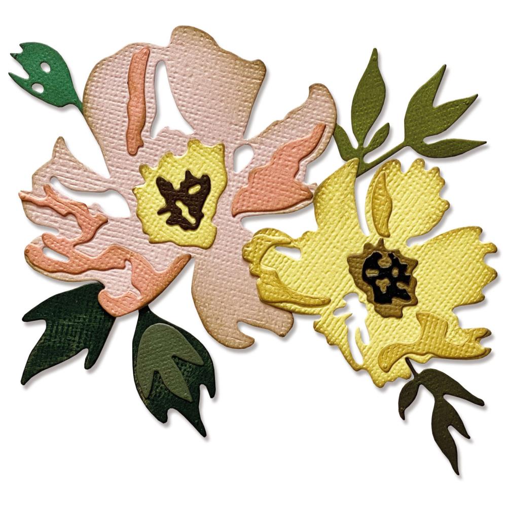 Sizzix - Tim Holtz Alterations - Thinlits Colorize - Brushstroke Flowers #1