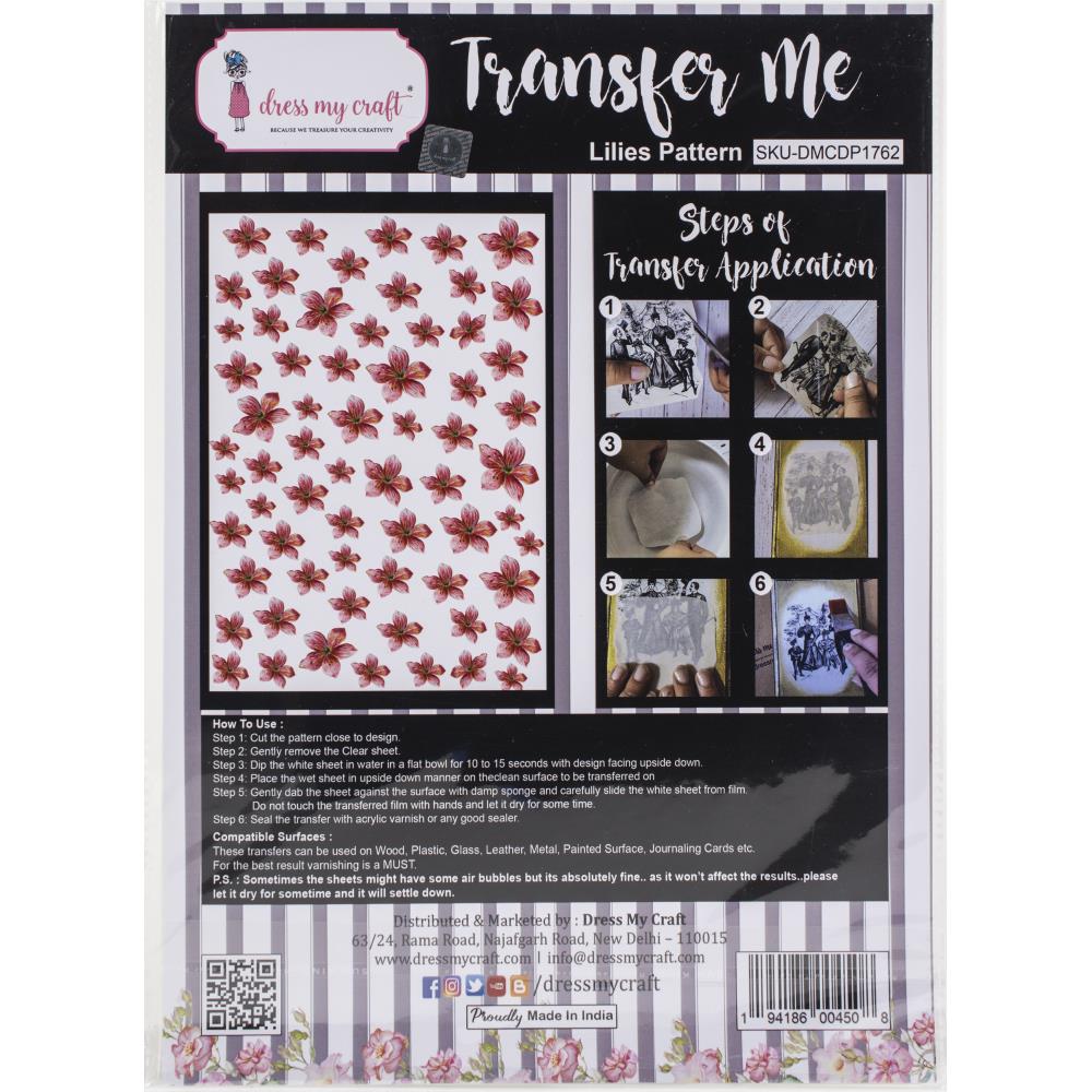 Dress my craft - Transfer Me Sheet -  A4 - Lillies Pattern