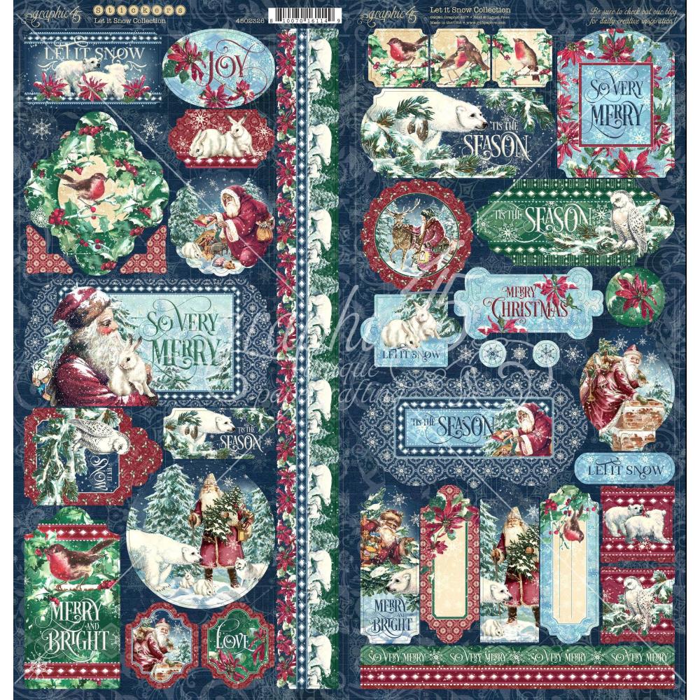 Graphic 45 - Let it snow - Sticker Sheet - 12 x 12"