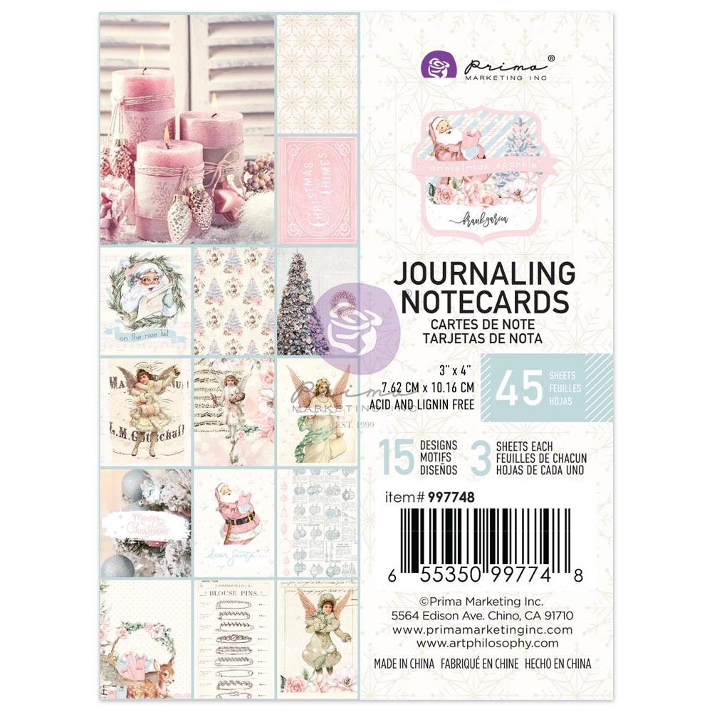 Prima - Christmas Sparkle - Journaling Notecards  - 3 x 4""