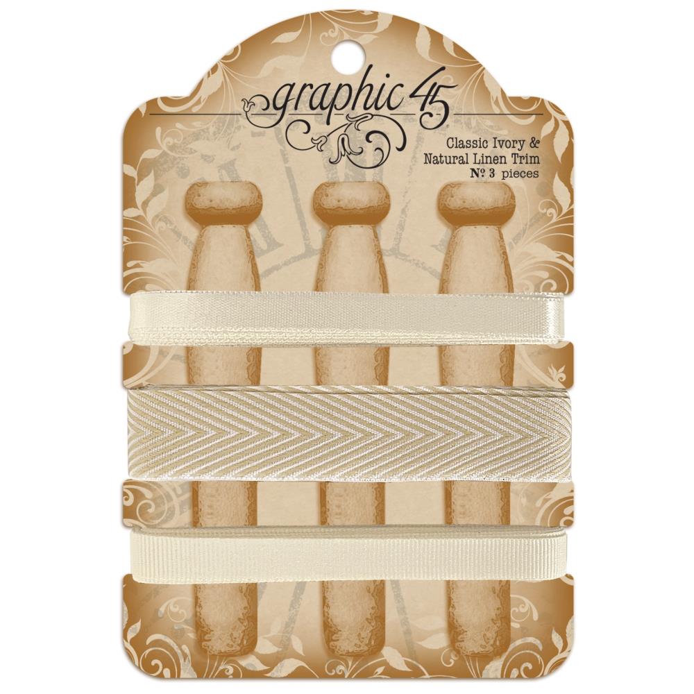 Graphic 45 - Embellishment Trims - Ivory and Natural Linnen