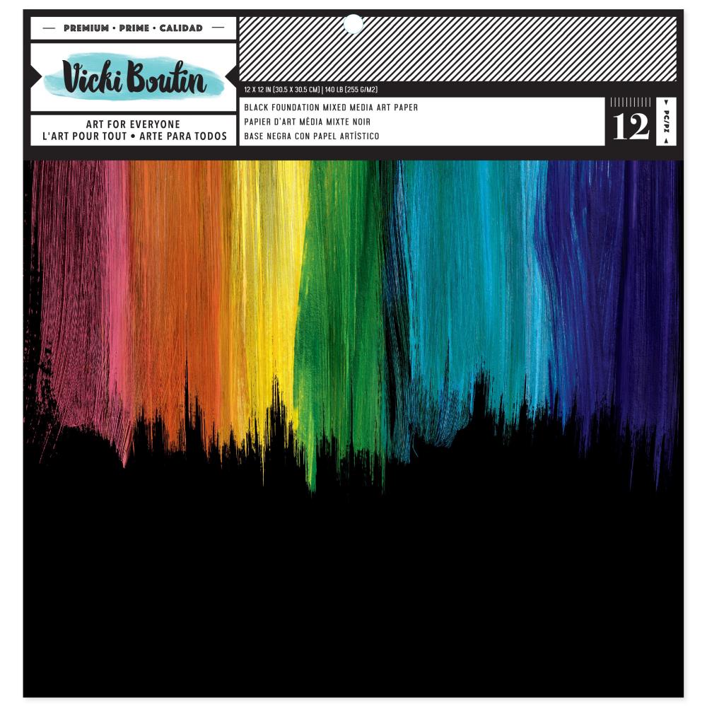 Vicki Boutin - Mixed Media Foundations Paper - Black - 12 x 12"