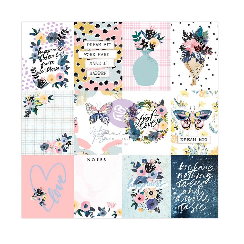 Prima - Spring Abstract - Happiness Blooms  w/foil    -  12 x 12"