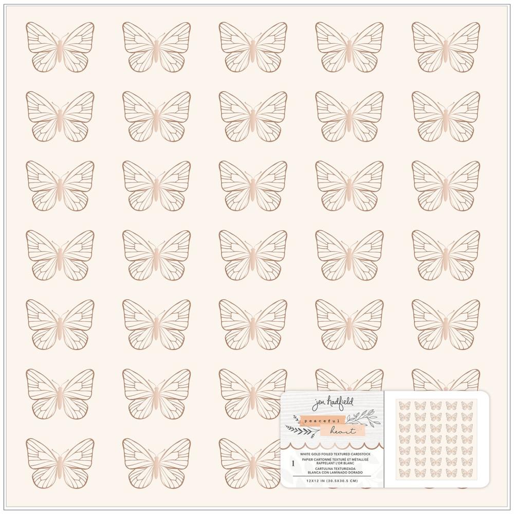 Jen Hadfield - Peaceful Heart - Butterfly cardstock with gold foil 12x12"