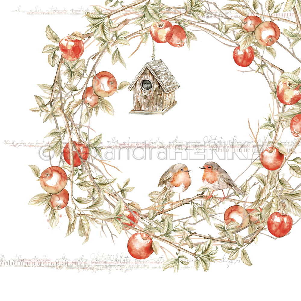 Alexandra Renke - Robins in an apple wreath  - 12 x 12"