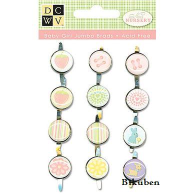 DCWV: Nana's Nursery - Baby Girl Jumbo Brads