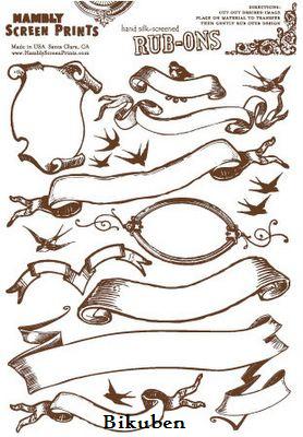 Hambly: Vintage Banners Brown Rub-Ons