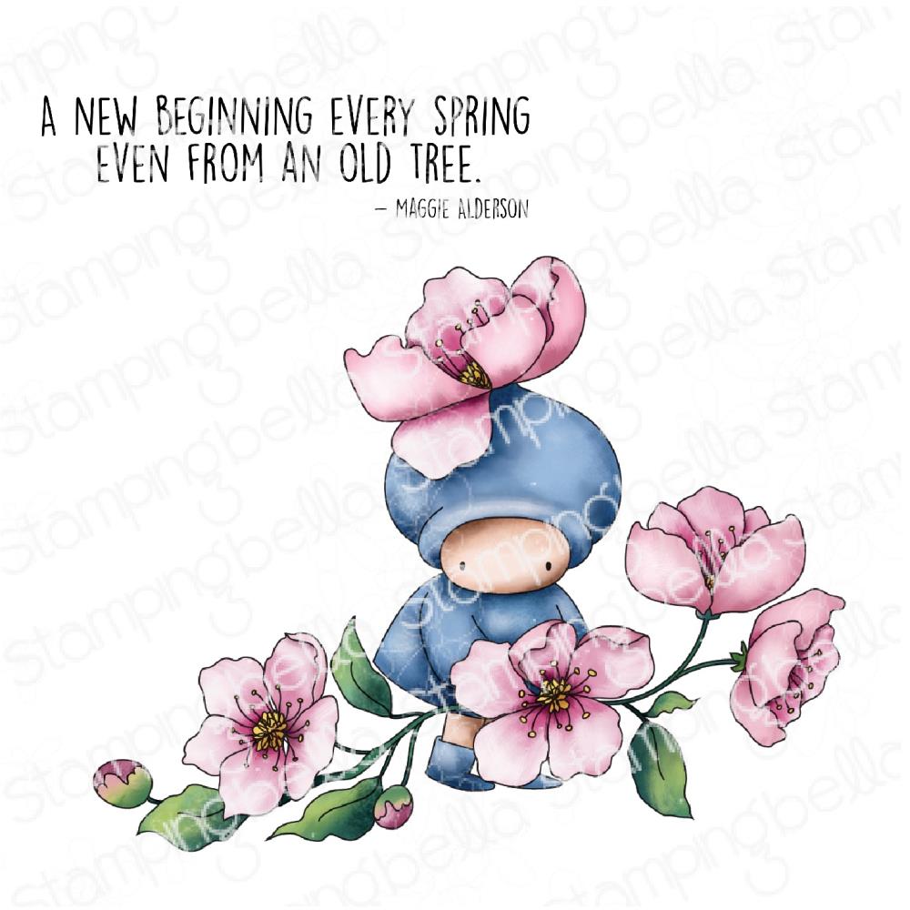 Stamping Bella - Cling Mounted Stamp - Bundle girl with cherry blossoms