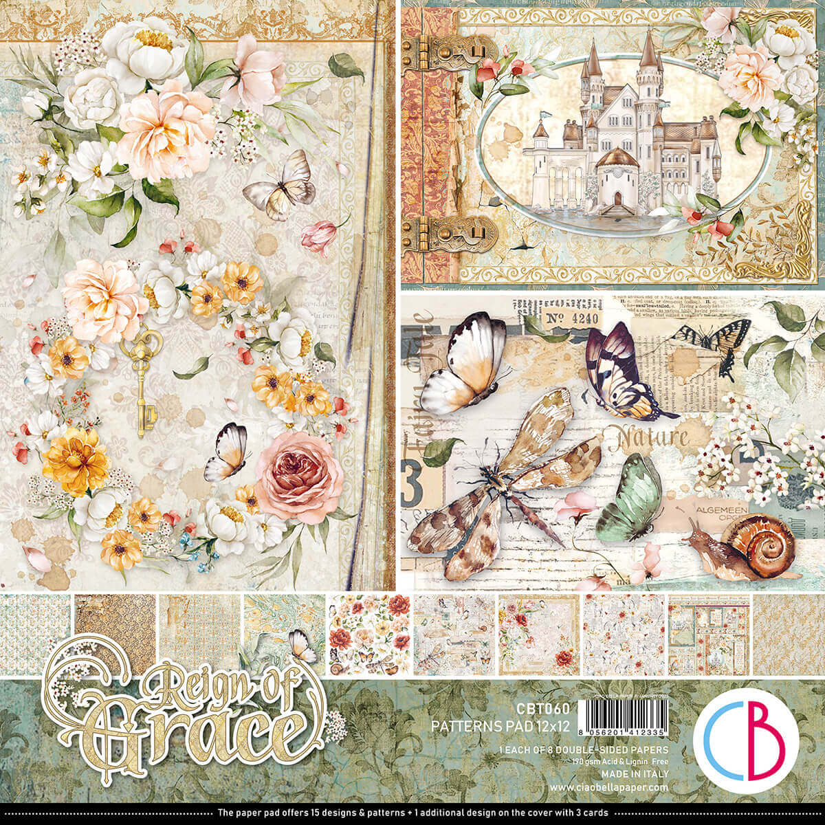 Ciao Bella - Reign of Grace - Paper Pack (8 ark) 12 x 12"