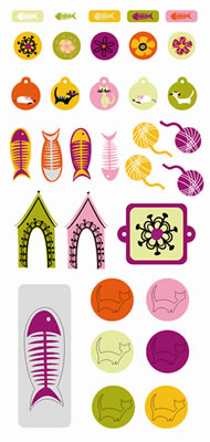 SEI: Kitty's place puff stickers