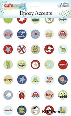 Autumn Leaves: Cuteworld Boy - Epoxy Accent Stickers