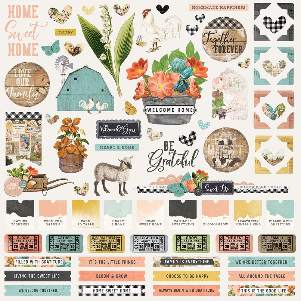 Simple Stories - Farmhouse Garden - Combo Cardstock Stickers - 12 x 12"