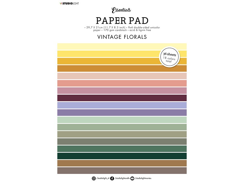 Studiolight - Paper Pad - Vintage Florals - A4