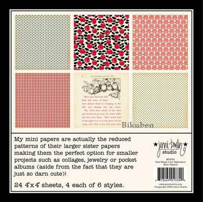 Jenni Bowlin: Red/Black Line Extension Mini Papers 4 x 4"