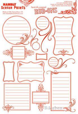 Hambly: Journaling 2 Rub Ons - RED