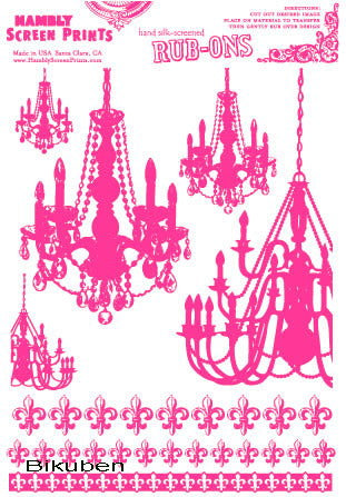 Hambly: Chandelier Rub Ons - Pink