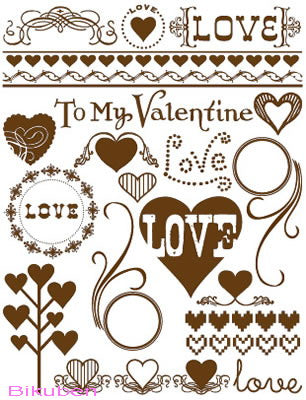 Hambly: Hearts Rub Ons - Brown