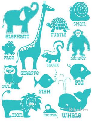 Hambly: Classic Animals Rub Ons - Teal Blue