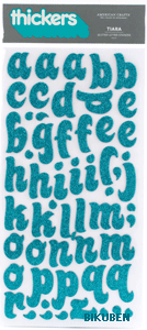 American Crafts: Tiara - AQUA - Glitter Letter Stickers