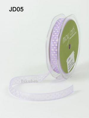 May Arts: Sheer Ribbon - Lilla med hvite prikker  (metervis)