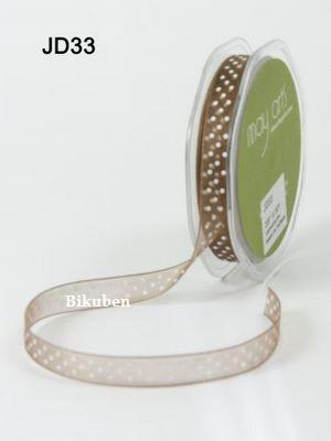 May Arts: Sheer Ribbon - Brunt med hvite prikker  (metervis)