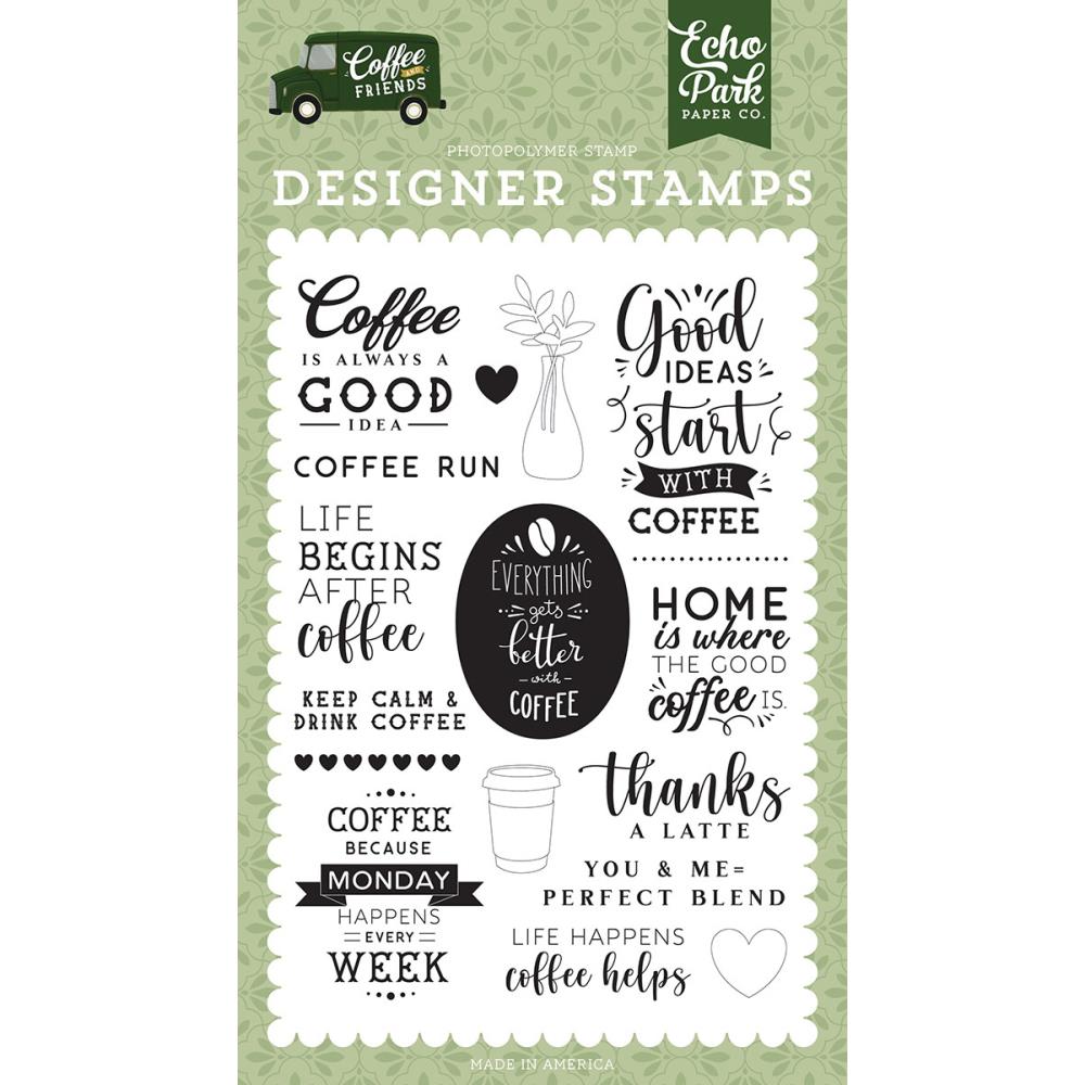 Echo Park - Clear Stamps - Coffee and Friends - Coffee Run