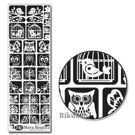 Maya Road: Birds & Trees Tiles - Black  RubOns