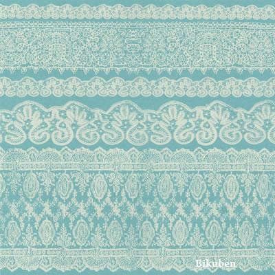 Hambly: Old Lace - White on Lagoon Blue Metallic  Paper   12 x 12"