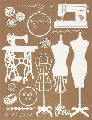 Hambly: Sewing - Antique White Rub Ons