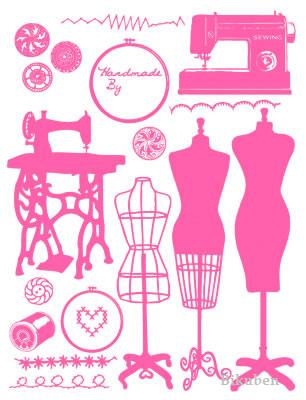 Hambly: Sewing - Pink Rub Ons