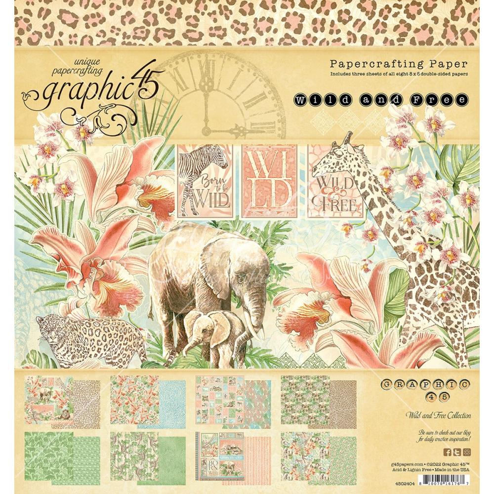 Graphic 45 - Wild & Free - Paper Pad 8 x 8"