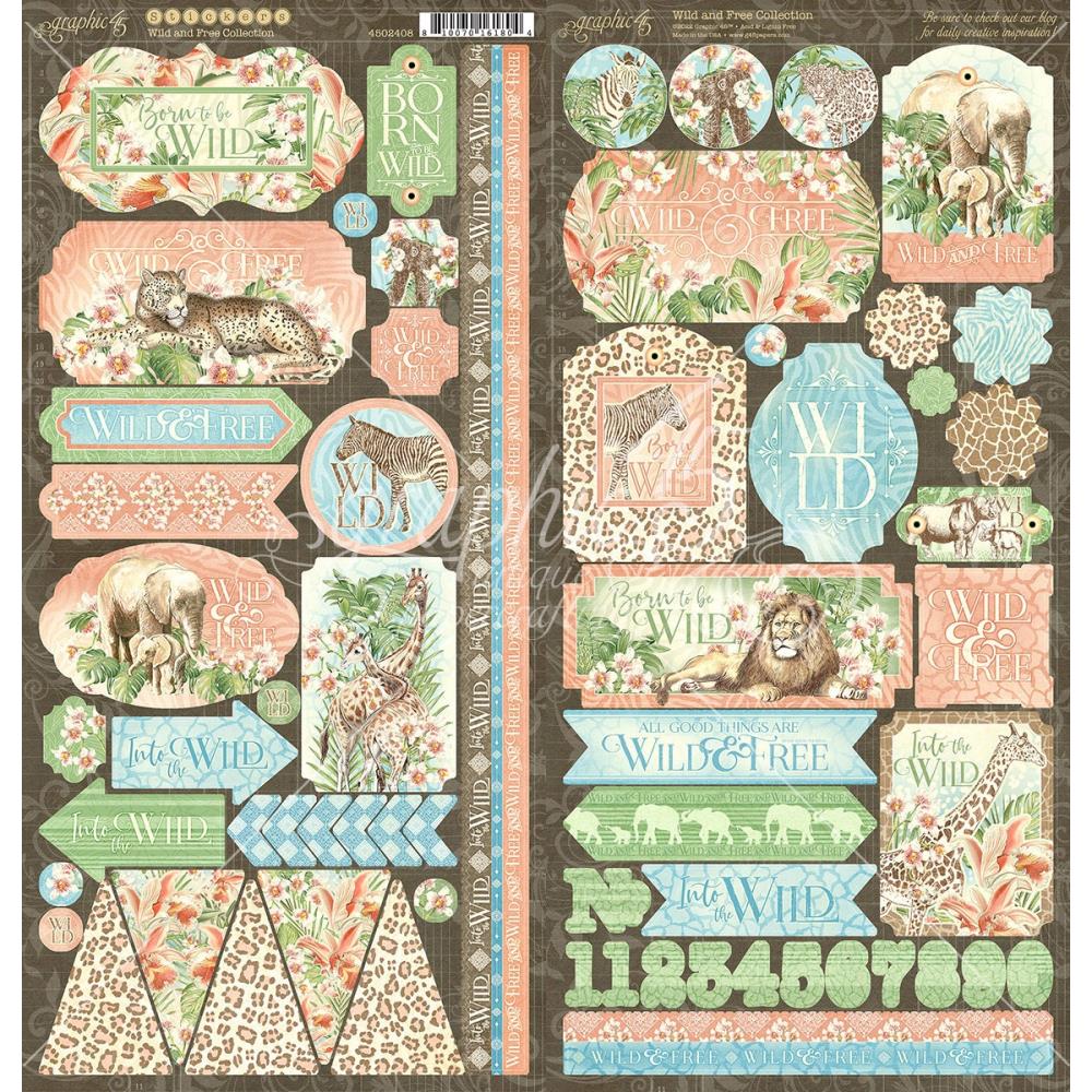 Graphic 45 -  Wild & Free - Sticker Sheet - 12 x 12"