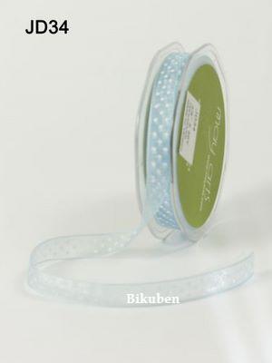 May Arts: Sheer Ribbon - Lys blå med hvite prikker (metervis)