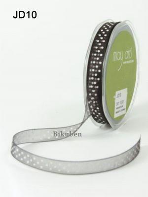 May Arts: Sheer Ribbon - Sort med hvite prikker  (metervis)