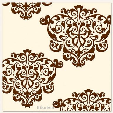 MME: LUSH - Brown Large Damask Paper  (flocked) 12 x 12"