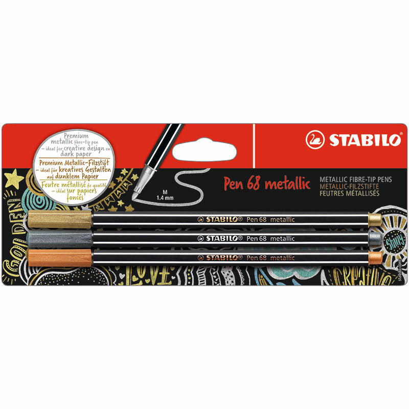 Stabilo - Pen68 - Metallic Fiber pen - 1,4mm - 3 pack