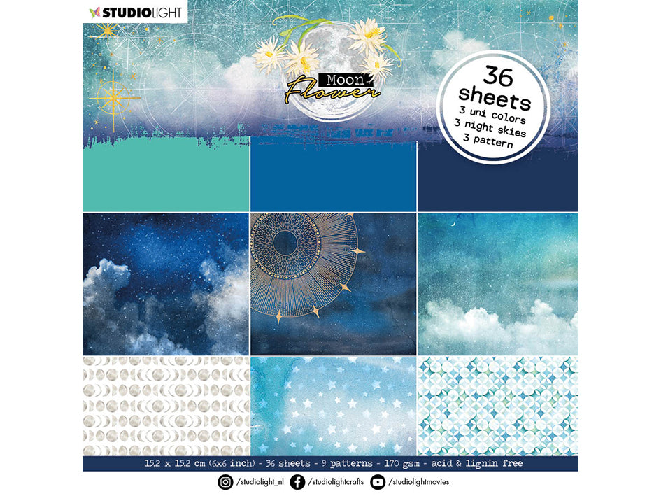 Studiolight - Moon Flower - PP22 - Paper Pad - 6 x 6 " Moonflower