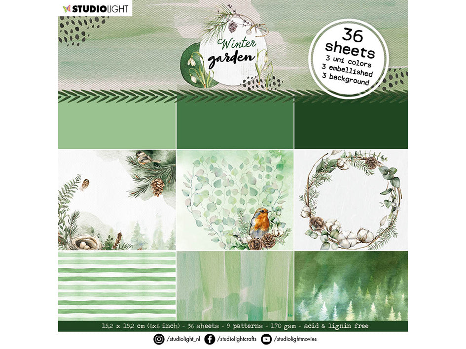 Studiolight - Winter Garden - Green - Paper Pad - 6 x6 "