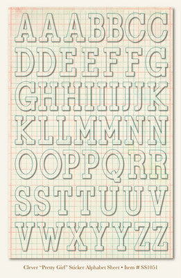 So Sophie - Clever - "Pretty Girl" STICKER ALPHABET SHEET
