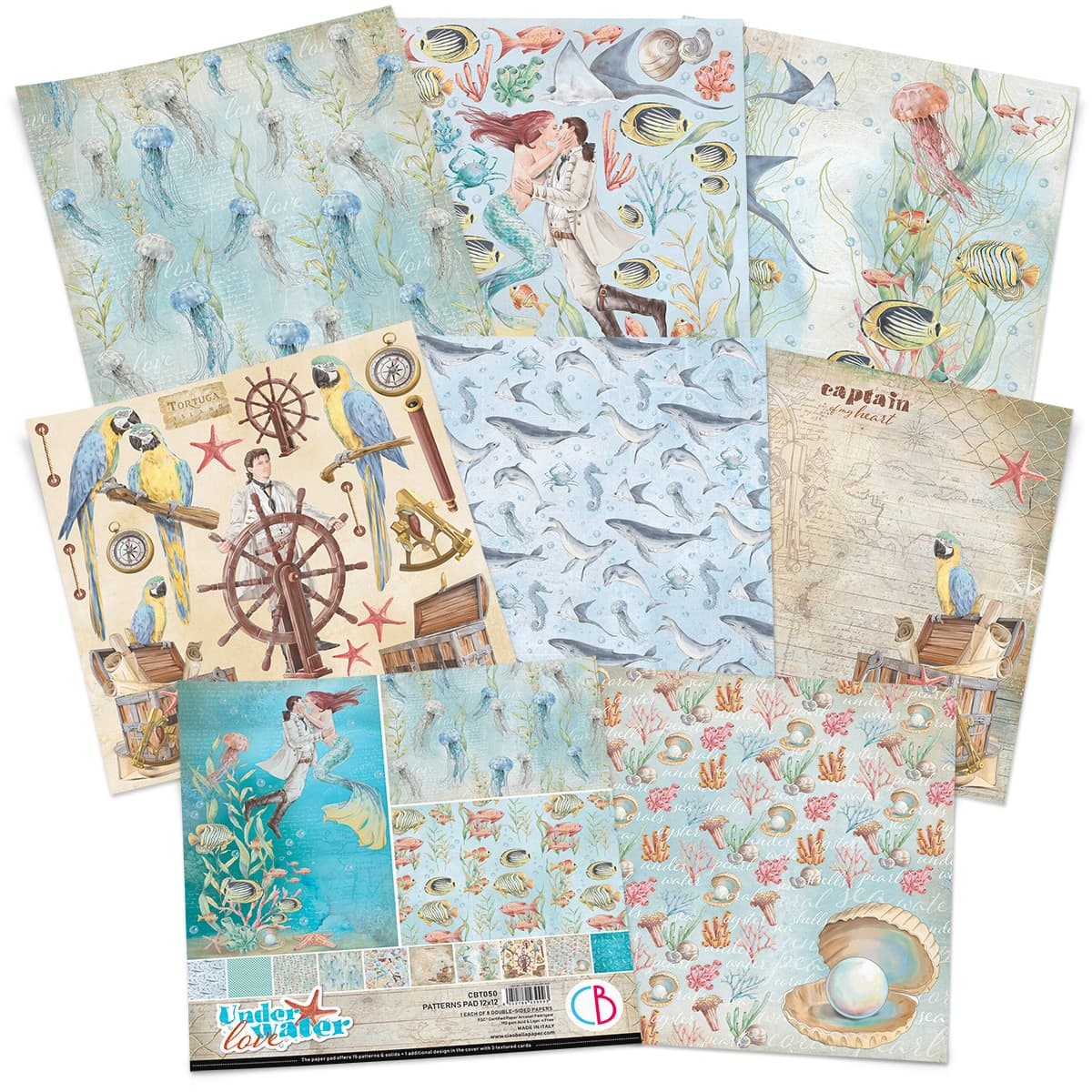 Ciao Bella - Underwater Love - Paper Pack (8) - 12 x 12"