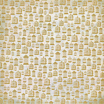 DCWV: Mariposa - Bird Cages Gold Foil 12 x 12"
