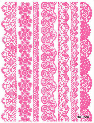 Hambly: Lace Borders - PINK Rub Ons