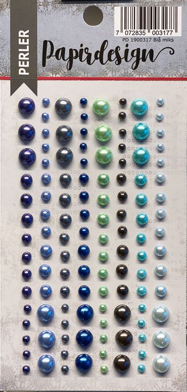 Papirdesign -  Halvperler - Blå miks
