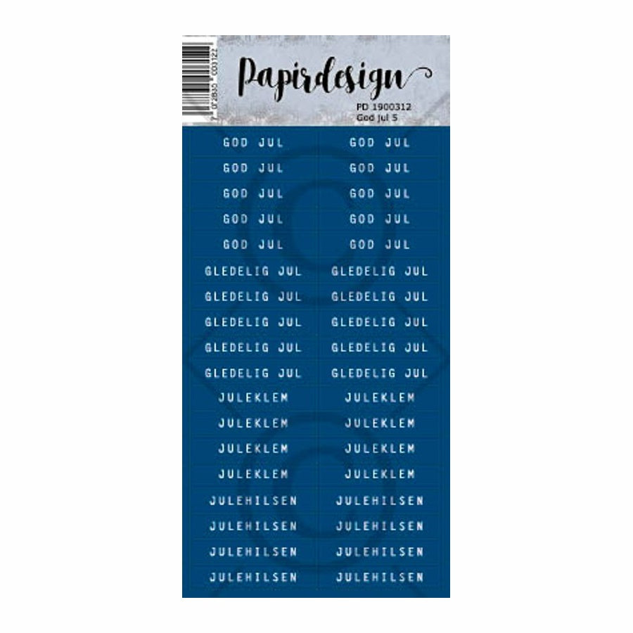 Papirdesign - Ord klistremerker - God Jul 5, blå