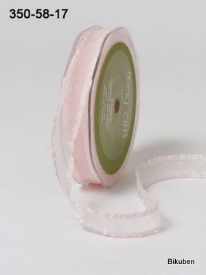 May Arts: Sheer Ribbon w/stitch - Pink      (metervis)