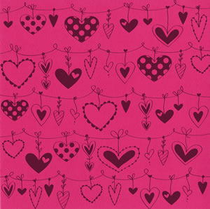 Bazzill: Glazed Cardstock - String Hearts PINK 12 x 12"