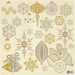 Anna Griffin: Snowflakes & Ornaments Glittered Die Cuts   12 x 12"